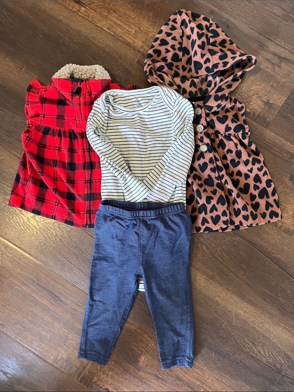 Carter's Fleece Vest Onesie and Jeans Mix & Match Bundle Size 12 mo